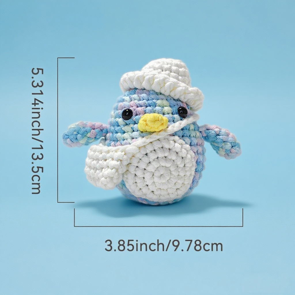 Beginner Friendly Crochet Amigurumi Kit for Blue Purple Penguin Doll Making Set