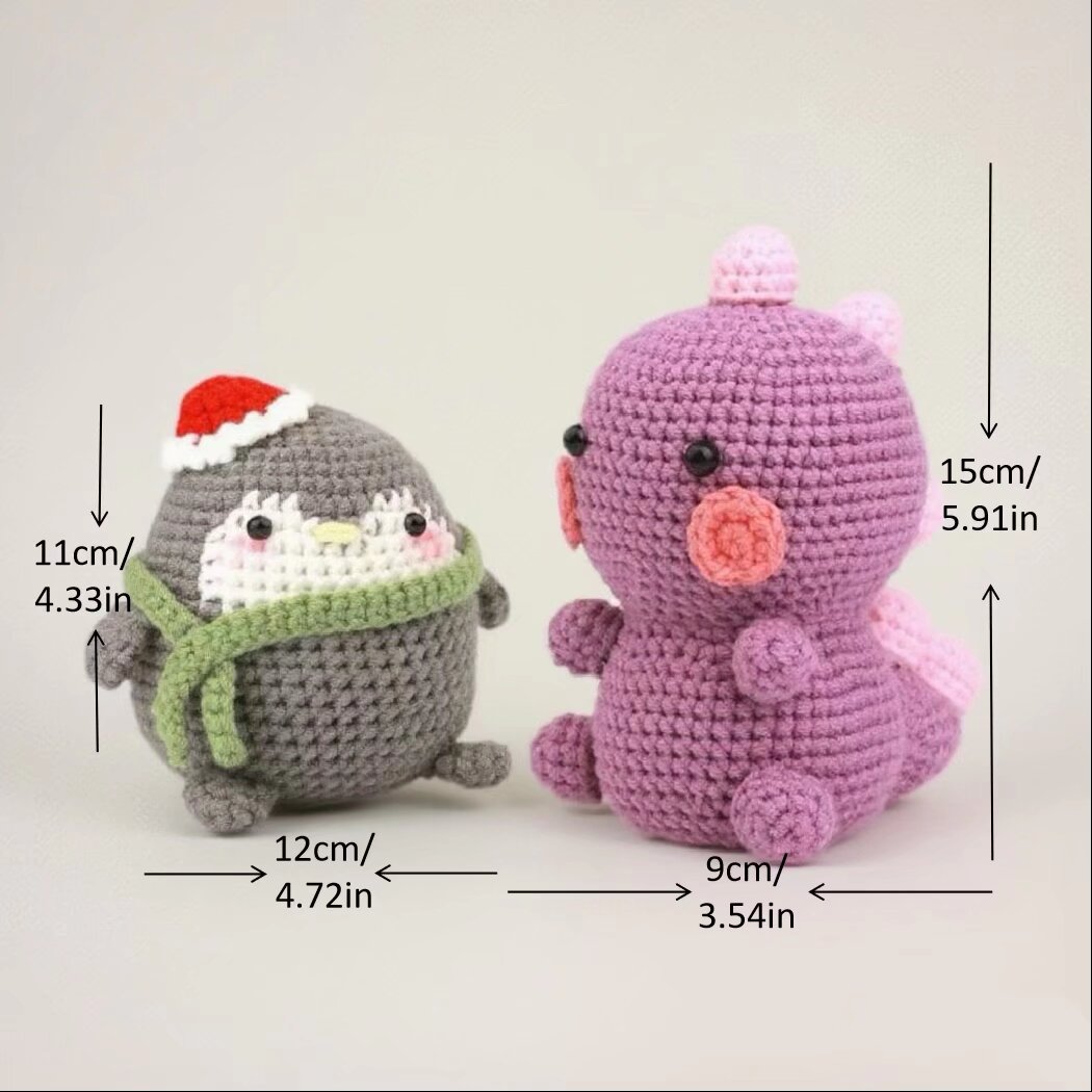 Complete Animal Crochet Craft Supplies Kawaii Purple Penguin Crochet DIY Kit with Step-by-Step Guide Handmade Plush Toy Set