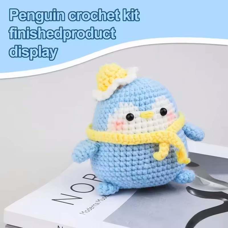 3pcs Penguins Cute Animal Family Crochet Kit For Beginners Diy Creative Knitting Wool Diy Craft With Video Tutorials