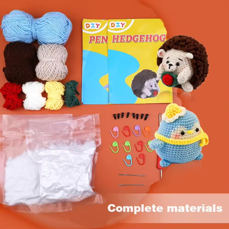 Crochet Pendant Kits Beginners DIY Knit Needles Penguins and hedgehogs Doll Set