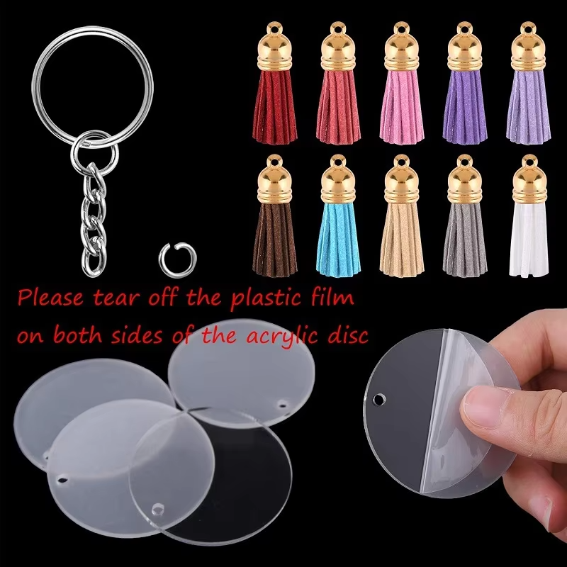 Factory Direct selling Acrylic Round Plate DIY Keychain Making Kit