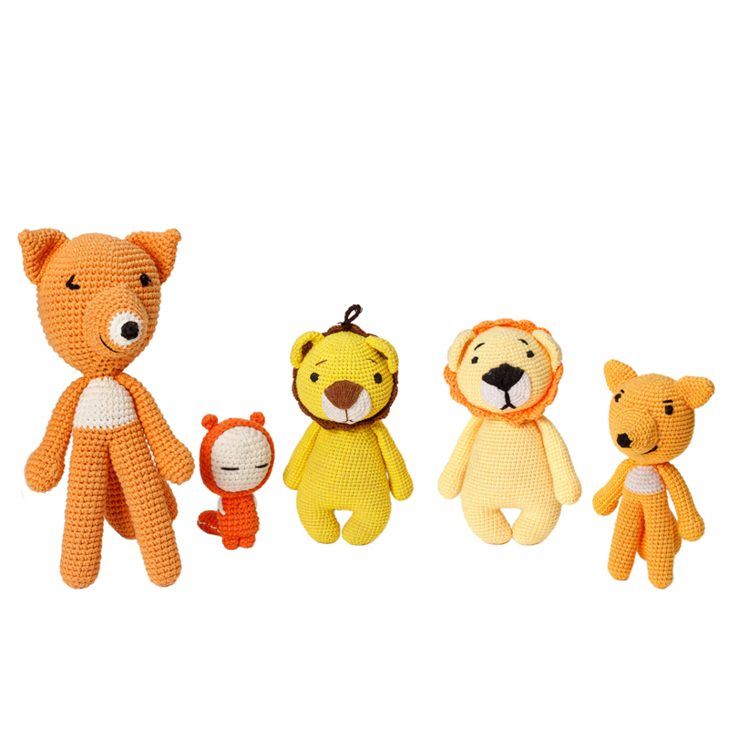 Animal DIY Crochet Doll Kits Cute Lion Fox Shape Crochet Pendant Material Pack