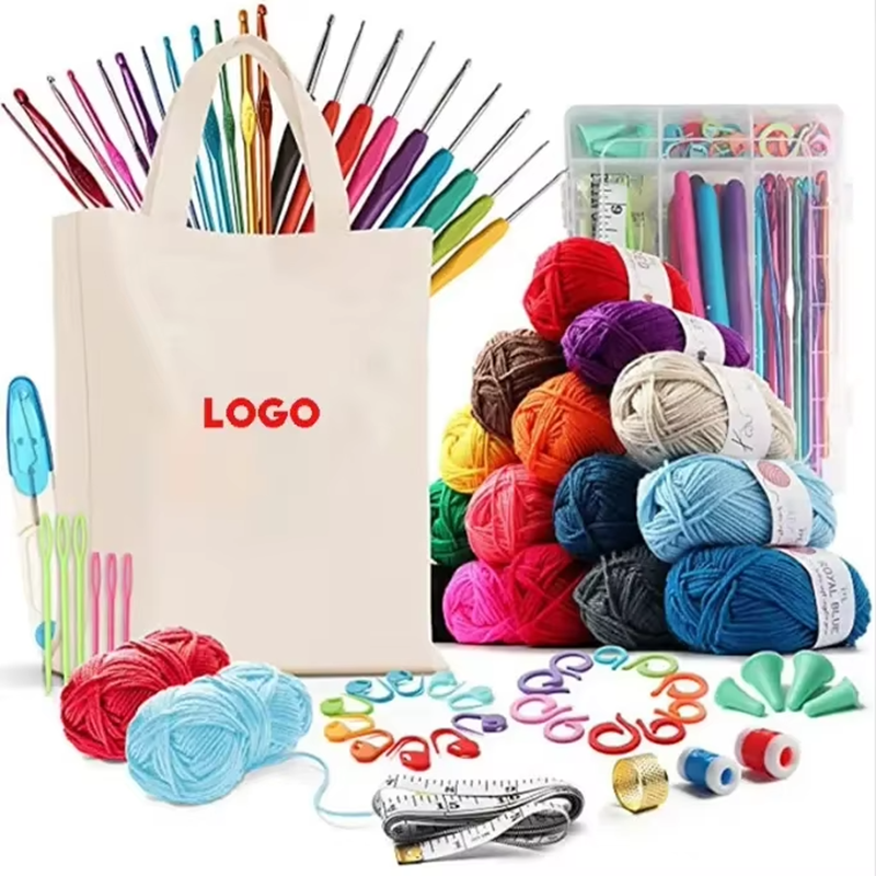 Crochet Craft Supplies With Hook Yarn Knit Needles Sewing Tool Material Pack Set