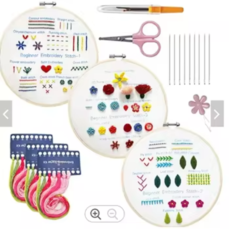 Flower Embroidery Design Beginner DIY Kits Round Cross Stitch Sewing Craft Kits