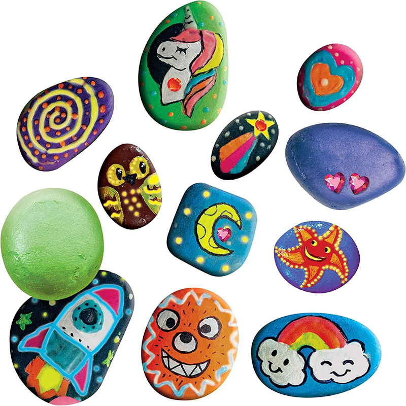 DIY Stone Rock Painting Kits Brushes Irregular Stone DIY Painting Drawing Set