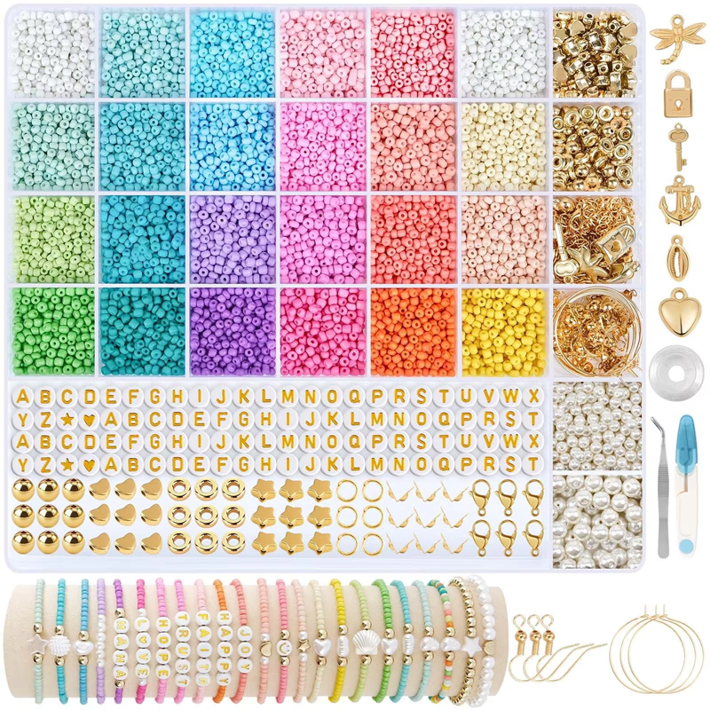 Factory Wholesale 24 Color Glass Candy Color Seed Beads Set DIY Jewelry Making