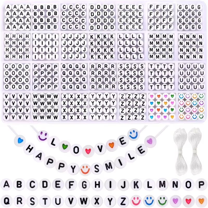 DIY Friendship Jewelry Beaded Making Letter Beads and Colorful Heart Beads Kits