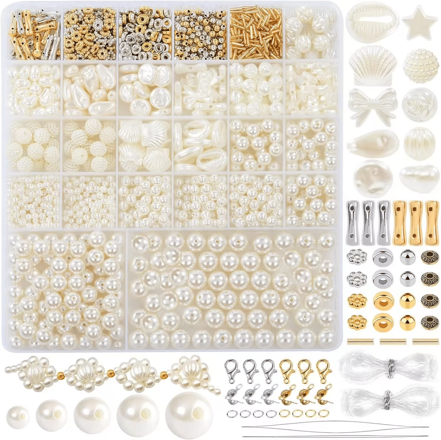 Imitation Irregular Pearls with Gold Color Spacer Beads DIY Bracelet Making Kit