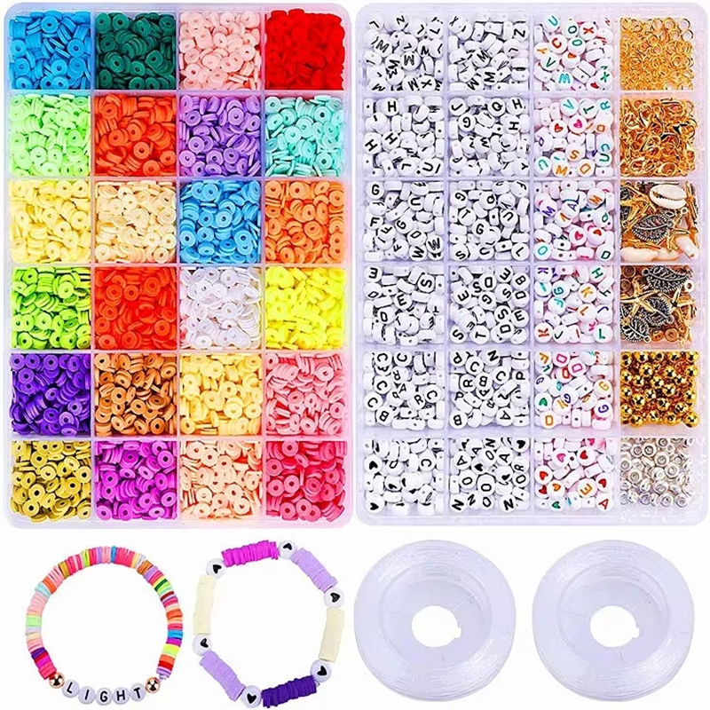 Clay Beads with Letter Beads Sets Polymer Spacer Beads DIY Jewelry Making Kits