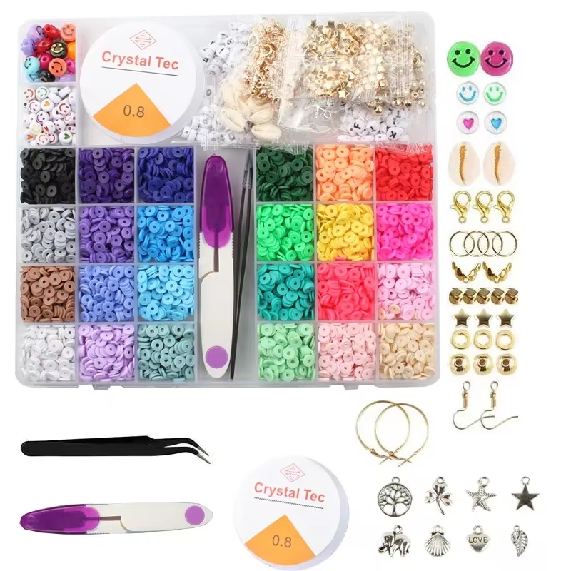 Diy Clay Beads Set 28 Grids Loose Letter and Smile Beads Polymer Clay Beads Kit