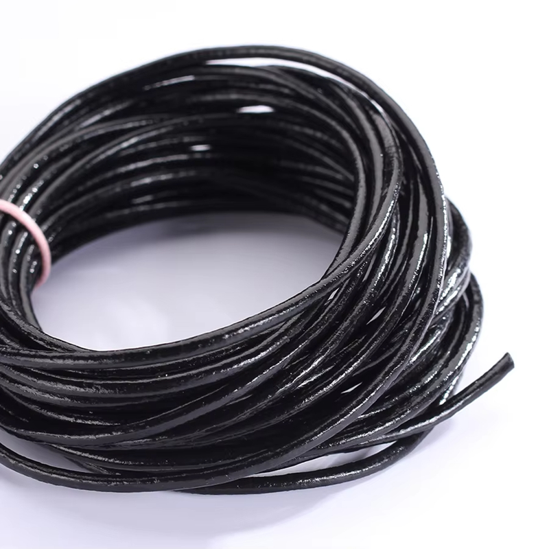 Round leather cord Solid 2 mm Natural Genuine Real Leather Cord Braiding String Natural leather supplier