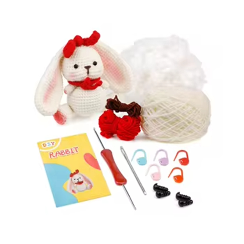 Wholesale Handmade Cotton Plush Toy Kit Cute Rabbit Model for Beginners' Do-It-Yourself Crochet Animal Kits