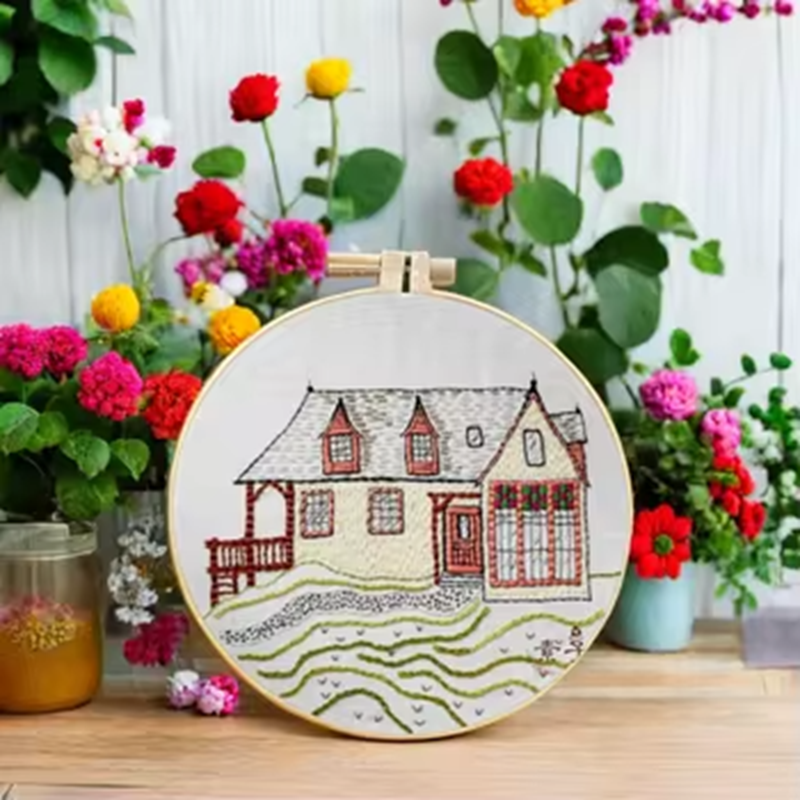 Handmade Creative Embroidery Material Novice Learning Embroidery Building Design