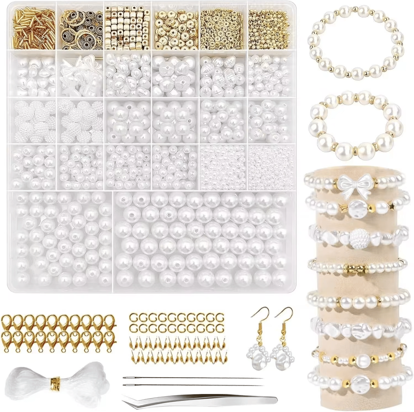 Imitation Irregular Pearls with Gold Color Spacer Beads DIY Bracelet Making Kit