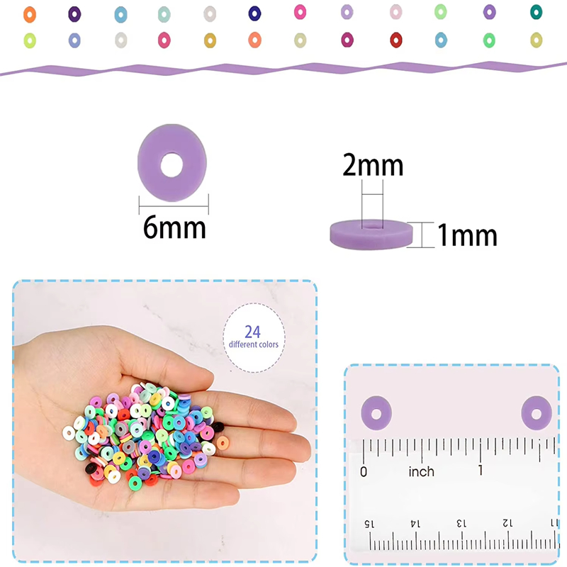 Round 6mm Clay Beads Set Polymer Clay Beads for Jewelry Making Bracelets Necklaces Keychains Kits