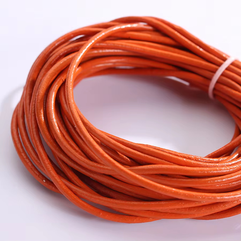 Round leather cord Solid 2 mm Natural Genuine Real Leather Cord Braiding String Natural leather supplier