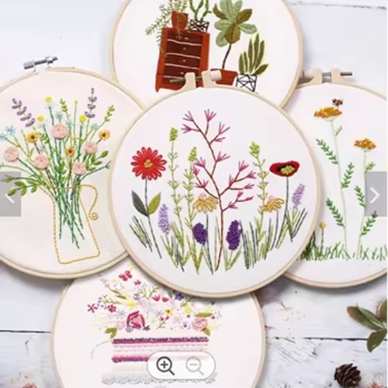 Flower Embroidery Design Beginner DIY Kits Round Cross Stitch Sewing Craft Kits