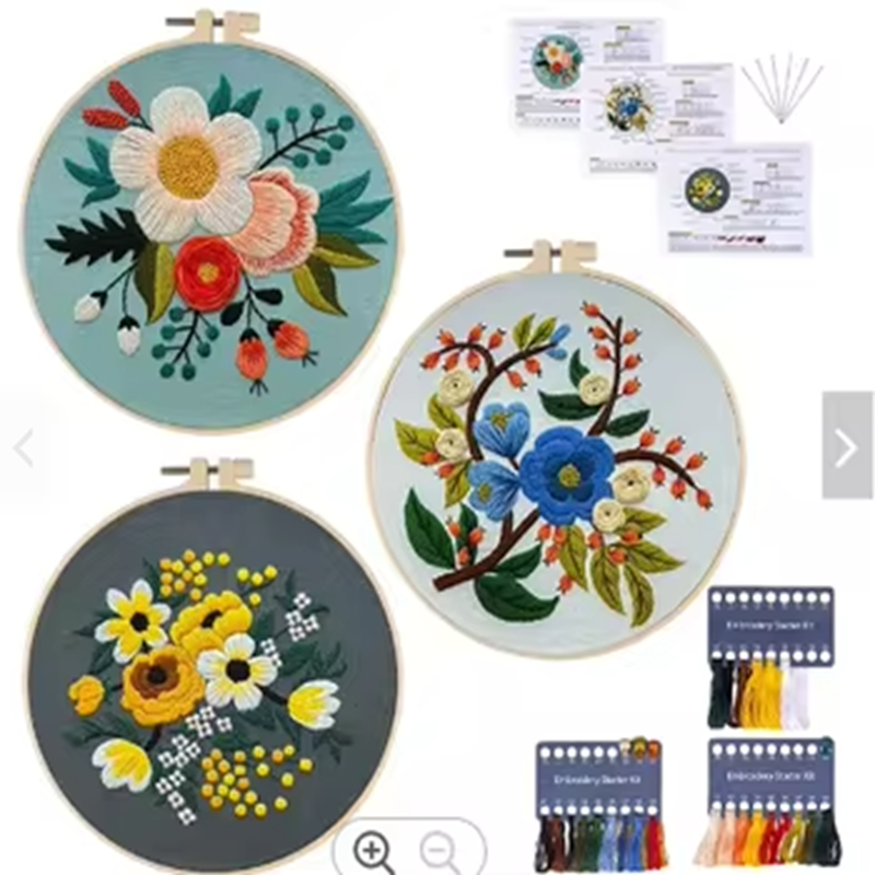 Flower Shaped Pattern DIY Embroidery Kits Hollowed Fabric DIY Craft Sewing Set