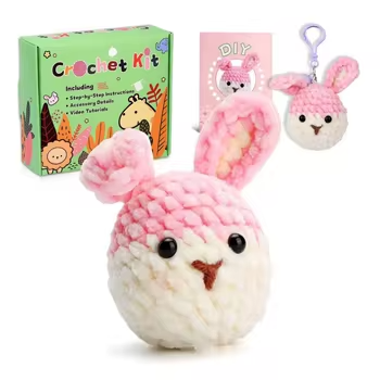 Make Cute Animal DIY Crochet Keychain Coral Chenille Weaving Making Material Set