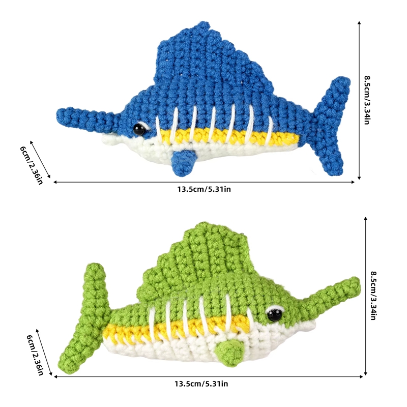 Sea Animals Crochet Set DIY Shark Shaped for Beginners Making Material Knit Kits