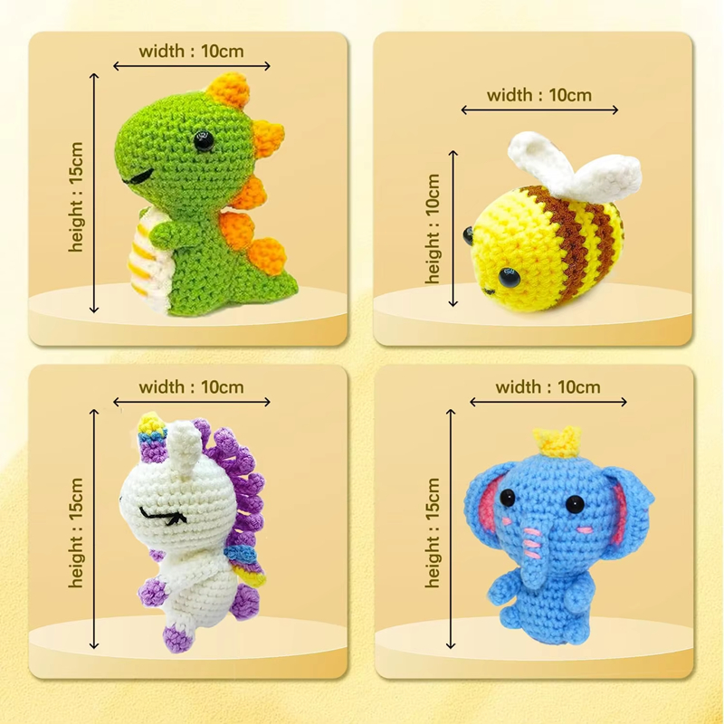 Unisex Crochet Kit for Beginners Animal Knitting with Step-by-Step Video Tutorials DIY Weaving Crafts Set