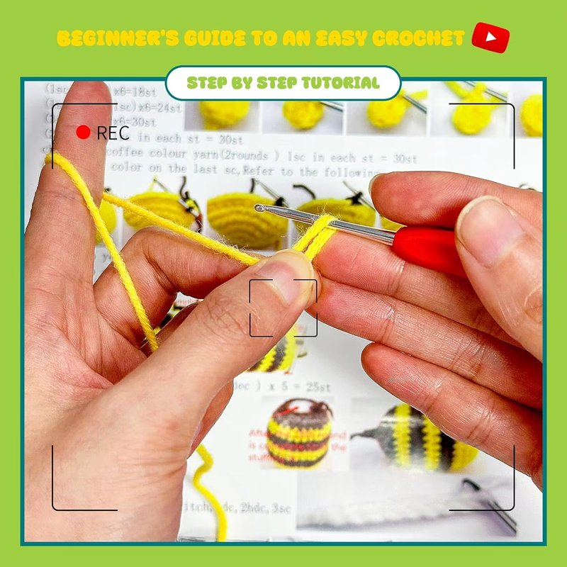 Crochet Doll Kit Beginner DIY Knitting Cute Bee Keychain Pendant Weaving Hand Craft Set