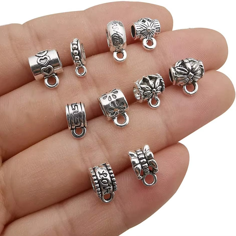 High quality Clasp Bail Charms Bail Tube Beads Loose Spacer Bead Hanger Charm for Jewelry Making DIY Necklace Bracelet