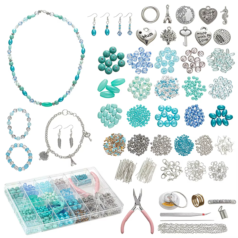 24 colors of natural gemstone beads kit for ring necklace bracelet making kit