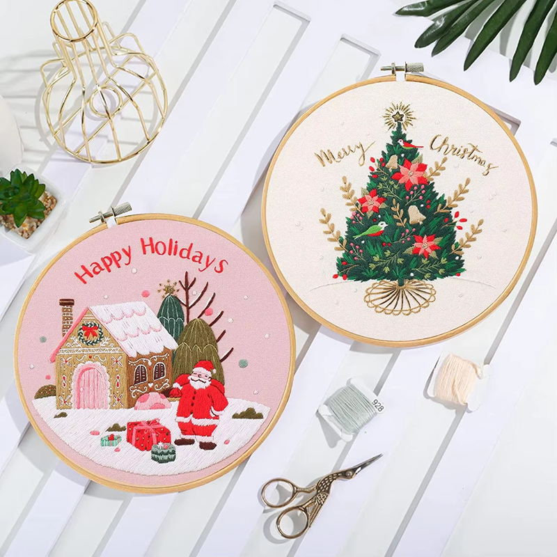 Handmade Embroidery Set Christmas Tree Pattern of Hotselling DIY Sewing Kit Gift