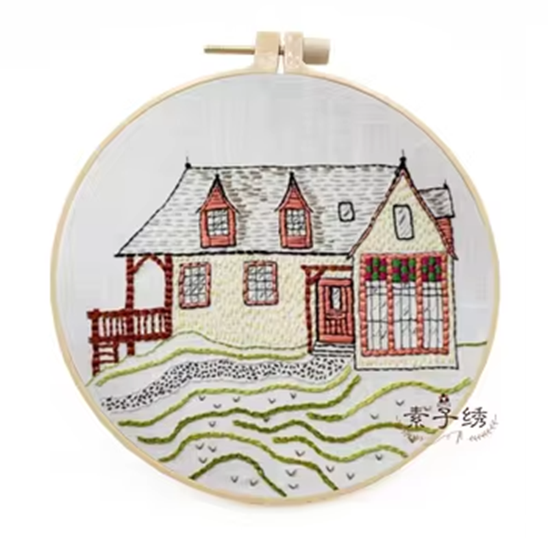 Handmade Creative Embroidery Material Novice Learning Embroidery Building Design