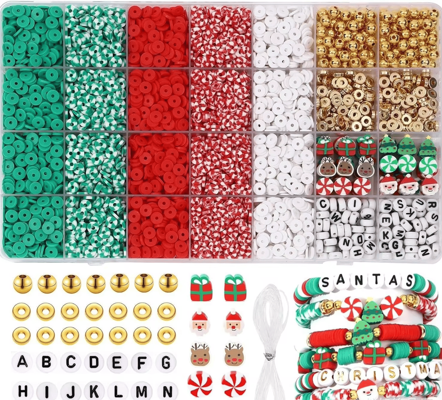 Christmas Polymer Clay Beads DIY Jewelry Make Kit Colored Charm Letter Beads Set