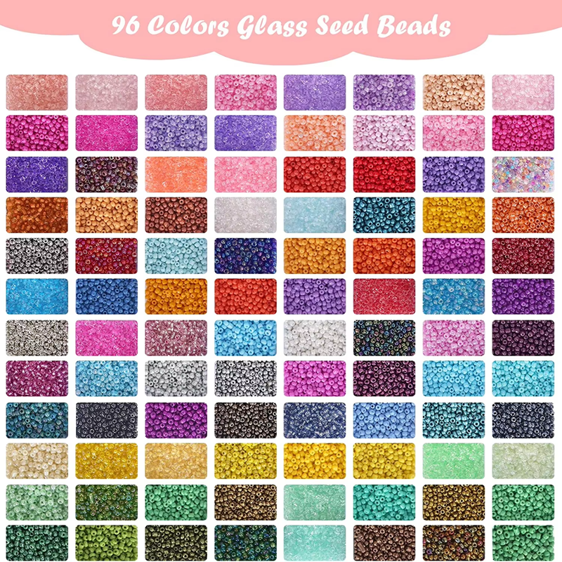 Glass Seed Beads for Jewelry Making Kit with Pendant Charms Kit and Letter Beads