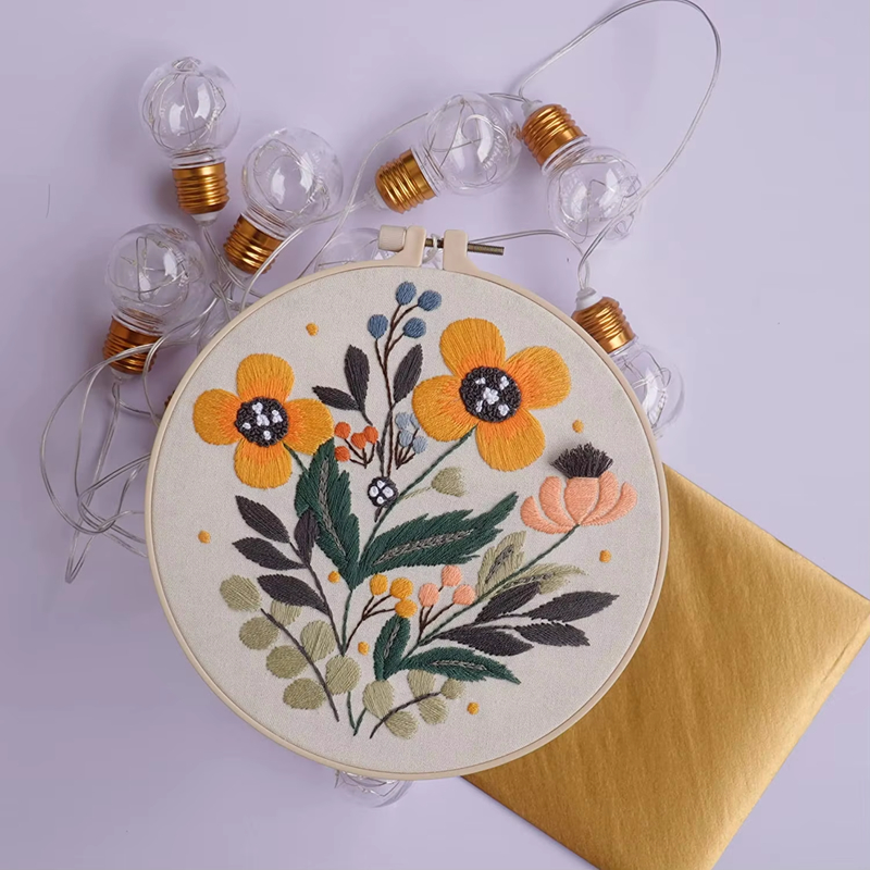 4 Sets DIY Embroidery Kit with Hoops for Beginners Easy Handy Sewing Patterns