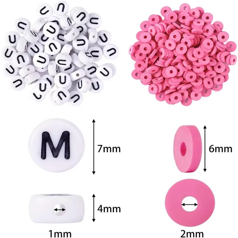 Clay Beads with Letter Beads Sets Polymer Spacer Beads DIY Jewelry Making Kits