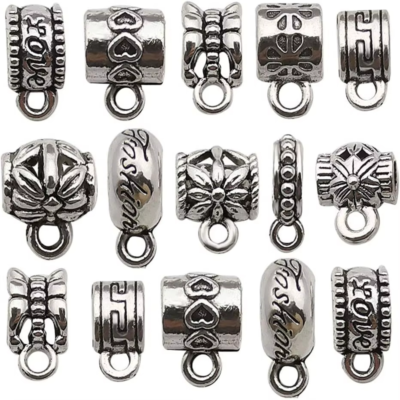 High quality Clasp Bail Charms Bail Tube Beads Loose Spacer Bead Hanger Charm for Jewelry Making DIY Necklace Bracelet