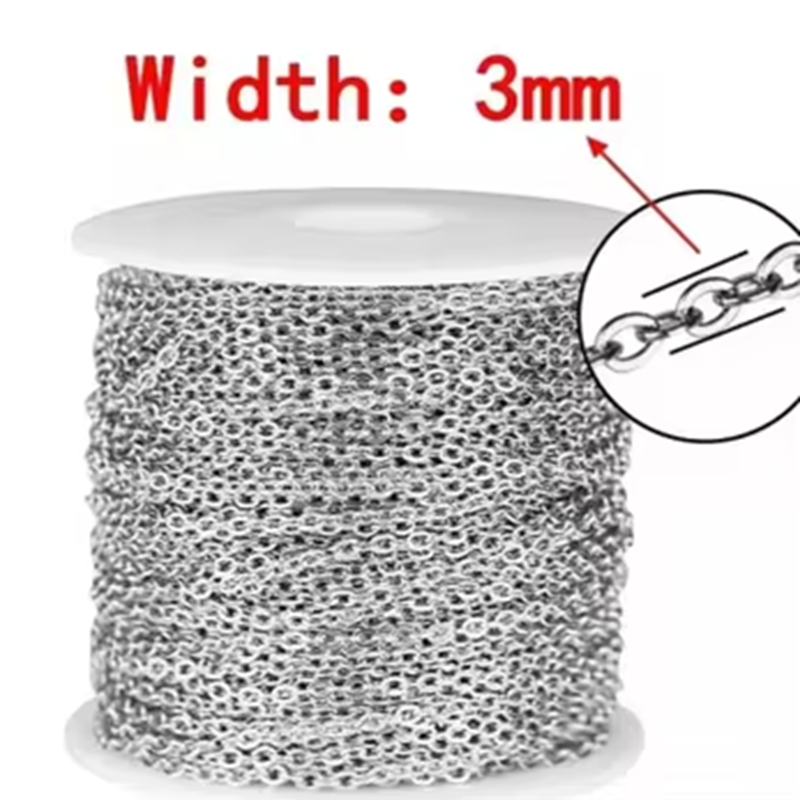 3 m DIY Jewelry Findings Gold Plated Stainless Steel Cable Chain Roll for Jewelry Making