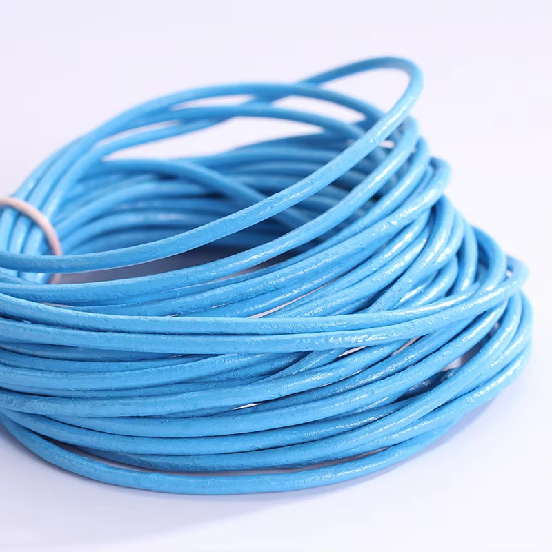 Round leather cord Solid 2 mm Natural Genuine Real Leather Cord Braiding String Natural leather supplier