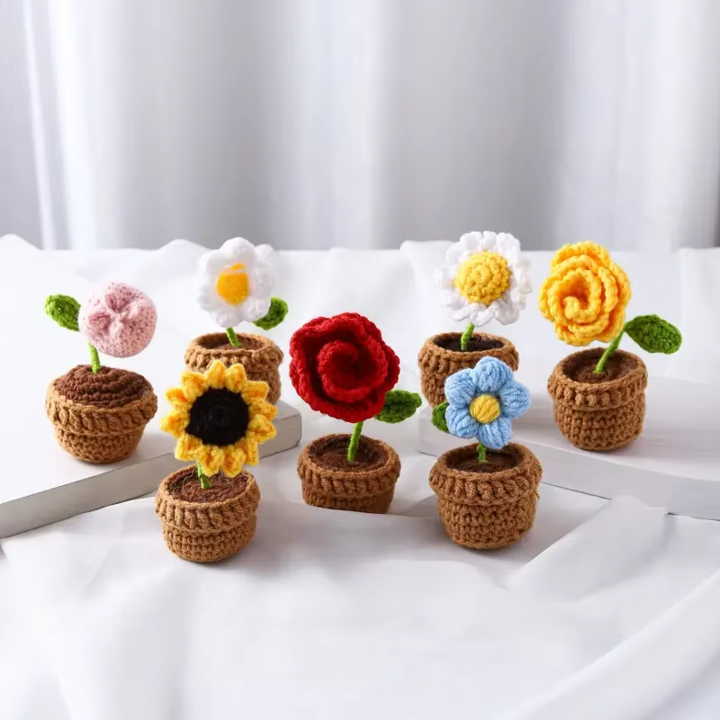 Hot Sale DIY Plant Crochet Flower Hand Knitting Crochet Cotton Doll Handmade Set