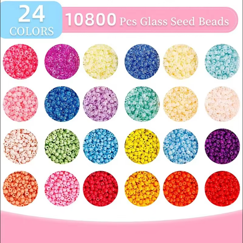 Factory Wholesale 24 Color Glass Candy Color Seed Beads Set DIY Jewelry Making