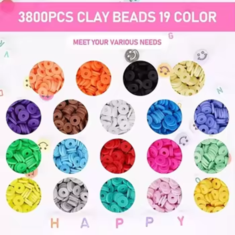 6mm Color Clay Beads Kits DIY Jewelry Making Bracelets Necklaces Keychains Set