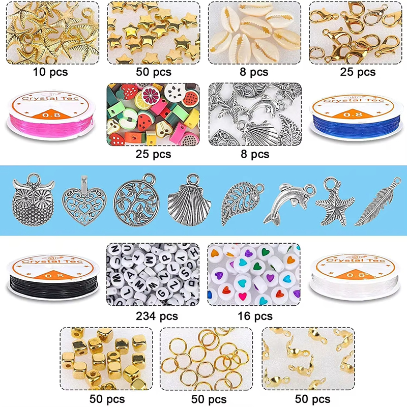 6mm Flat Round Clay Beads Kit DIY Beaded Jewelry Making Craft Supplies 24 Color Polymer Clay Beads Set