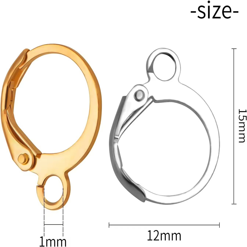 Stainless Steel Hypoallergenic Gold Silver French Earring Hooks Wire Ear Clasps Settings Base for DIY Jewelry Making