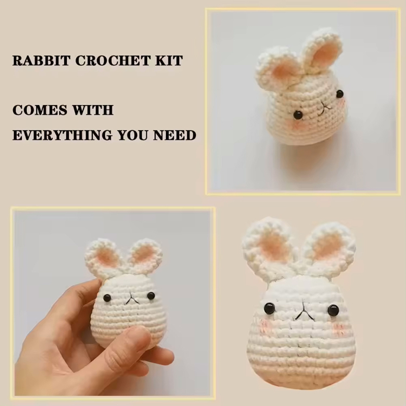 Crochet Bee Chick Rabbit Kits DIY Knit Plush Animal Doll Pendants Material Set