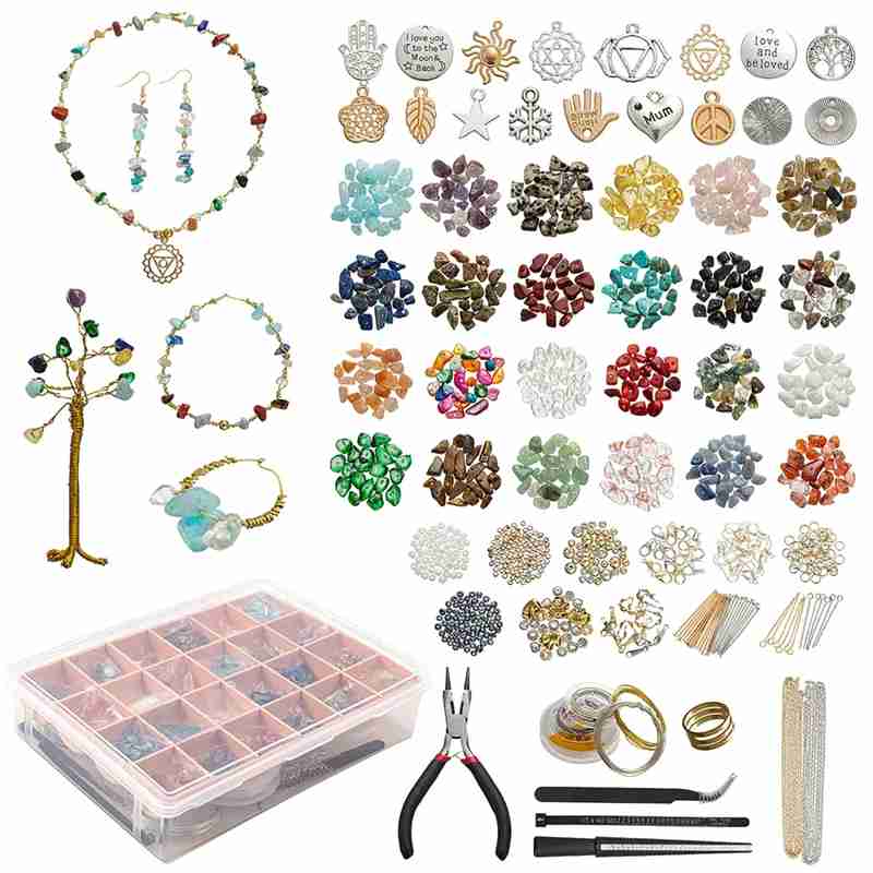 Irregular Natural Stone Jewelry Kits DIY Beaded Jewelry Making Gravel Beads Set