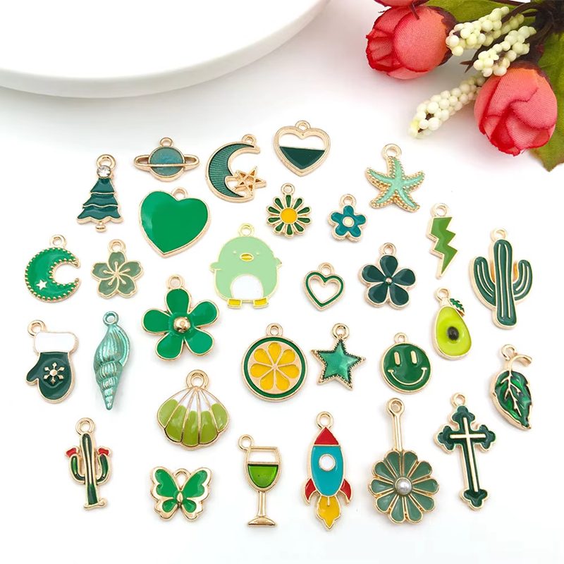 Mix Enamel Alloy Pendants DIY Making Jewelry Oil Dripping Charms Components