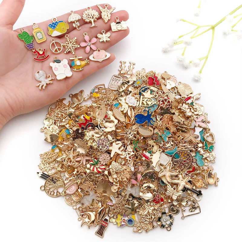 DIY colorful oil dropped keychain pendant for mixed random packing jewelry accessory charms for handmade alloy pendant