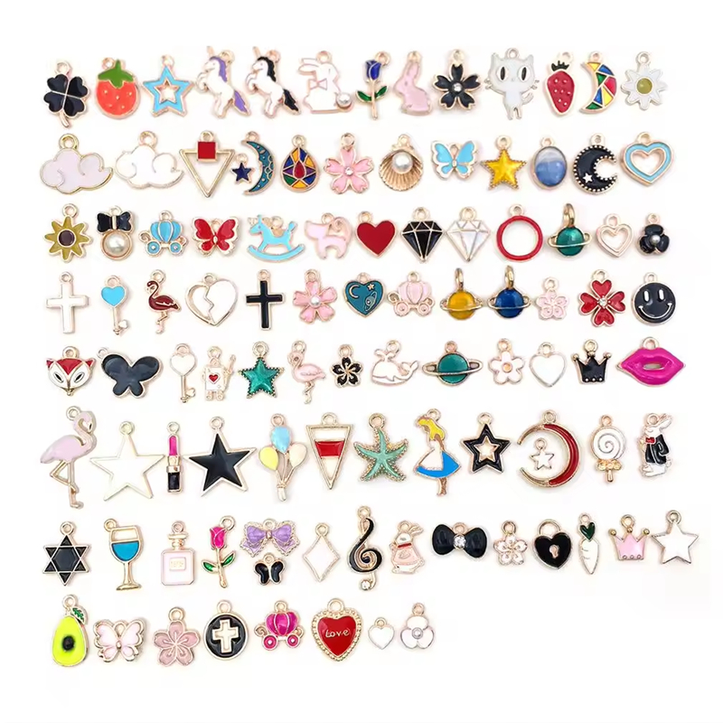 Mix Enamel Alloy Pendants DIY Making Jewelry Oil Dripping Charms Components