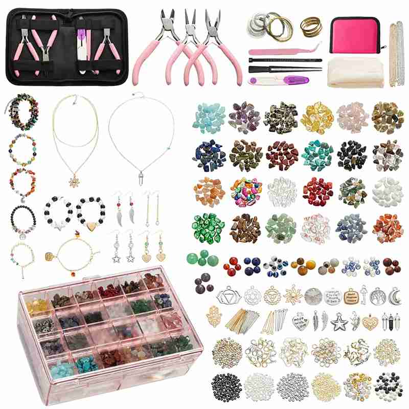 Irregular Natural Stone Jewelry Kits DIY Beaded Jewelry Making Gravel Beads Set