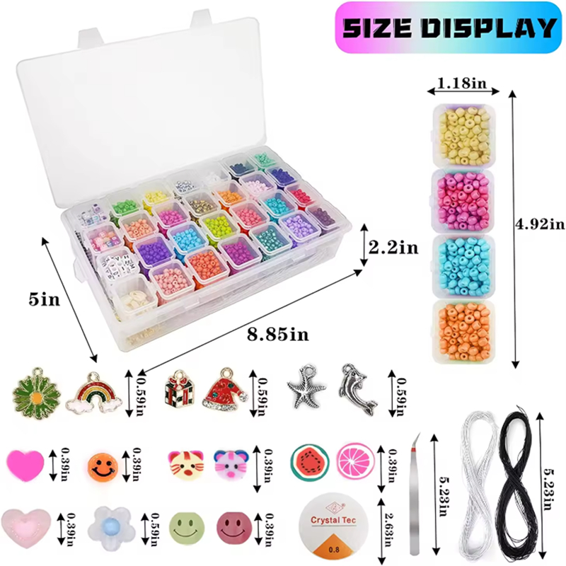 28 Color Glass Seed Beads Set Letter Beads DIY Making Name Charm Jewelry Kits