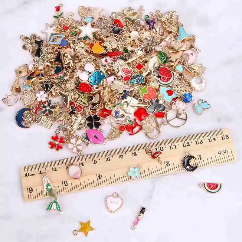 DIY colorful oil dropped keychain pendant for mixed random packing jewelry accessory charms for handmade alloy pendant